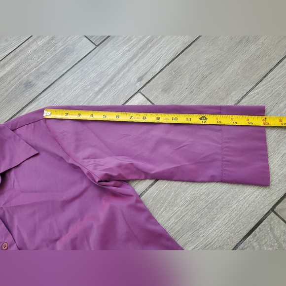 vintage At Last women's cotton blend silky glossy pinkish purple classic shirt M - Picture 4 of 6